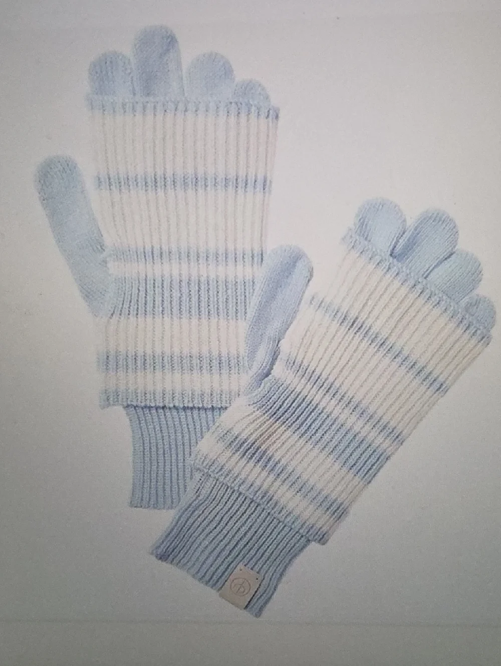 RAG & BONE Blake Stripe Layered Wool Blend Tech Gloves Blue